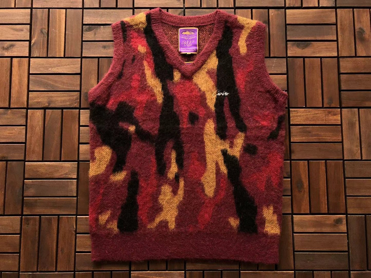 MOHAIR KNIT VEST GUTTA RED CAMO SWEATER CORTEIZ